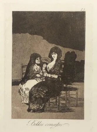 蚀刻版画 Goya - Capricho 15. Bellos consejos