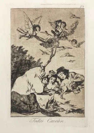 蚀刻版画 Goya - Capricho 19. Todos Caerán