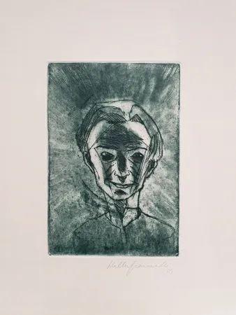 版画 Gramatté - Lächelnder Kopf - Selbstporträt (Smiling Head - Self Portrait)