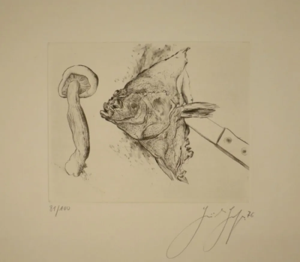 干刻版画 Grass - Butt und Pilz