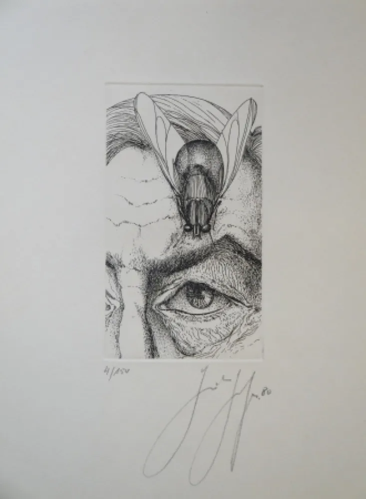 版画 Grass - Selbstporträt mit Fliege