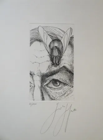 版画 Grass - Selbstporträt mit Fliege
