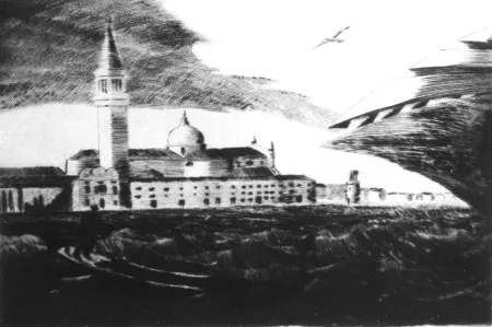 干刻版画 Grasselli - Minaccia in laguna 2