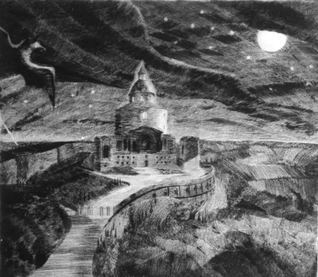 干刻版画 Grasselli - Visione notturna presso San Luca