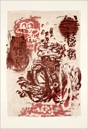 石版画 Grau - Rose et marron