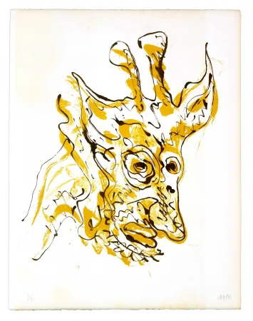 石版画 Grinberg - Le changement en girafe