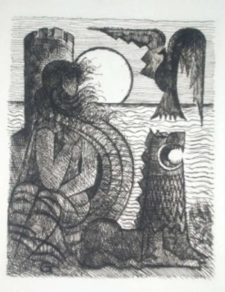 干刻版画 Gromaire - Bord de mer