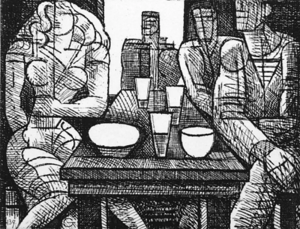 蚀刻版画 Gromaire - Estaminet