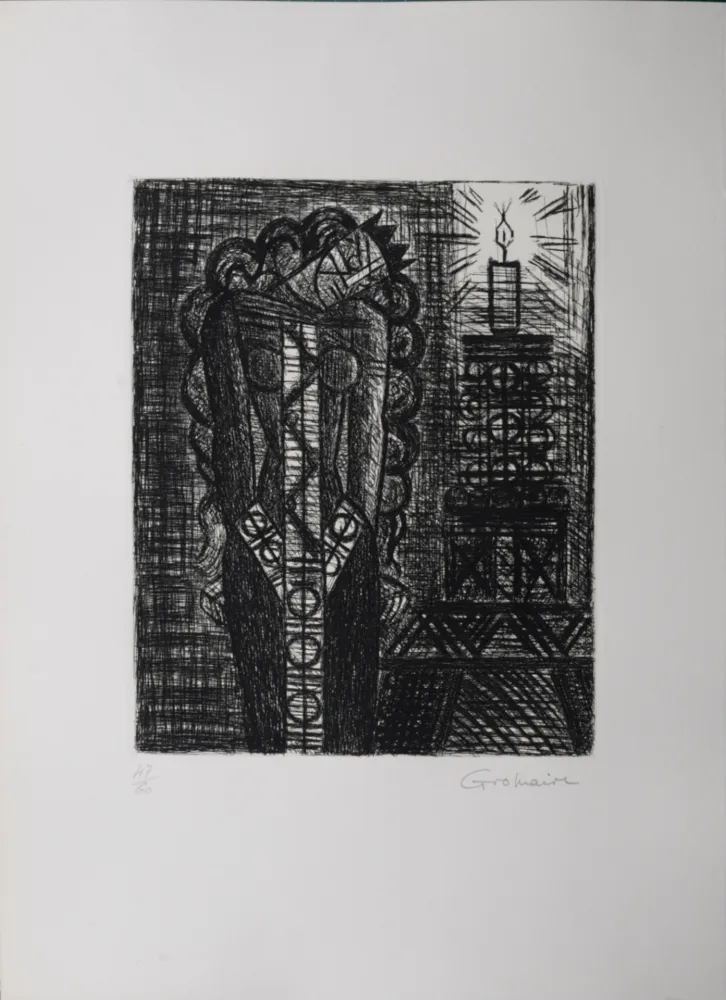 石版画 Gromaire - Folie de la Reine, 1958