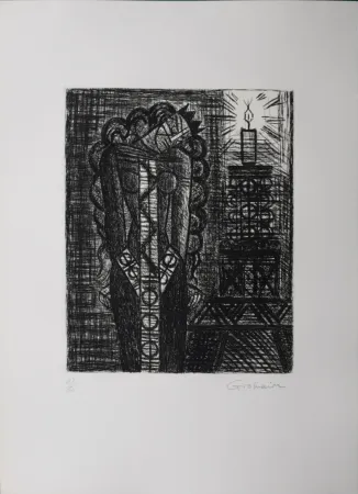 石版画 Gromaire - Folie de la Reine, 1958