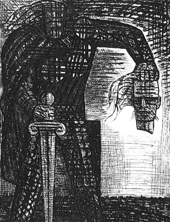 蚀刻版画 Gromaire - La mort de Macbeth