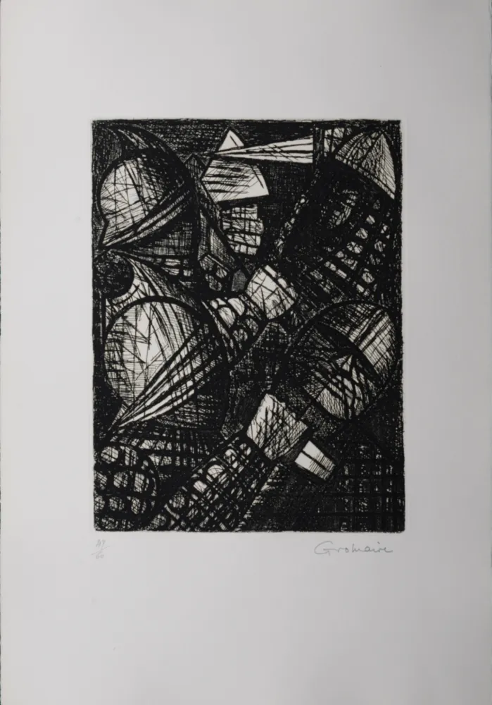 蚀刻版画 Gromaire - Le combat, 1958