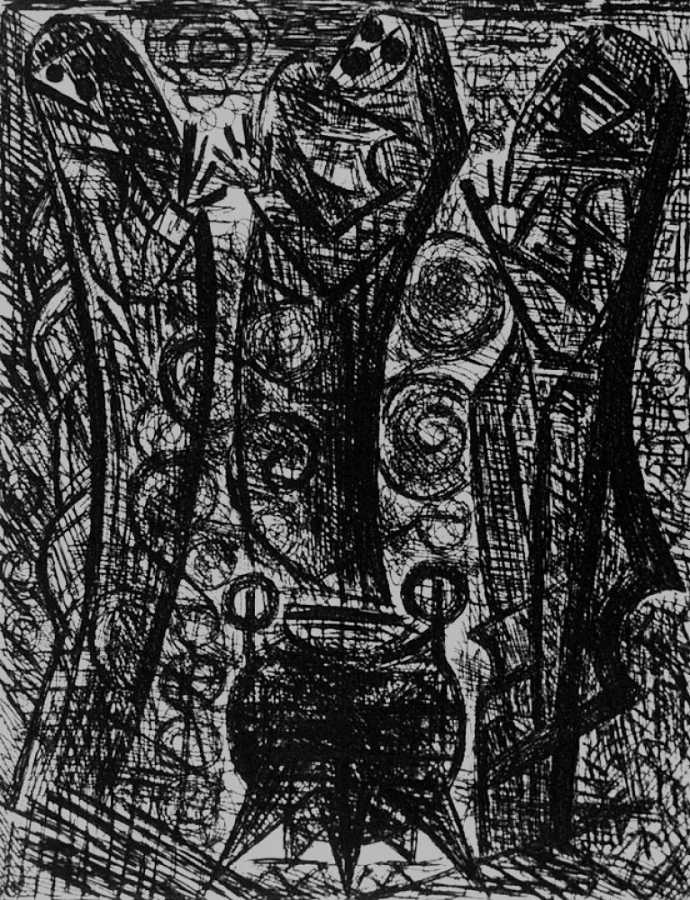蚀刻版画 Gromaire - Les sorcieres