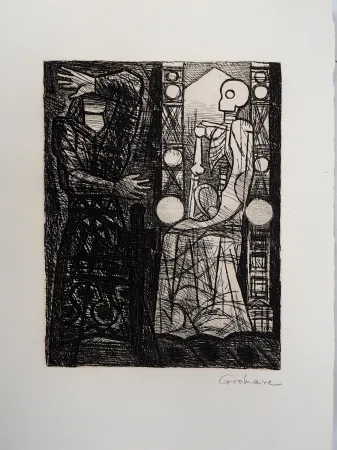 蚀刻版画 Gromaire - Macbeth:  le spectre de Blanquo