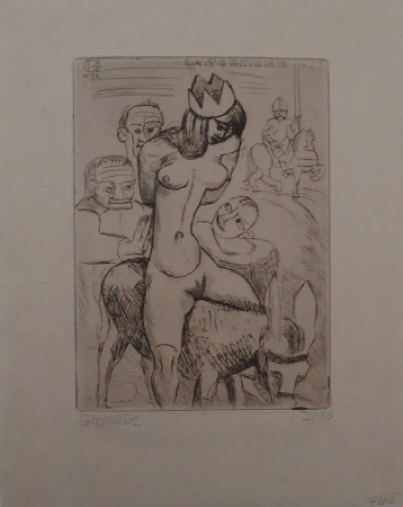 版画 Gromaire - Sorcière sur un âne