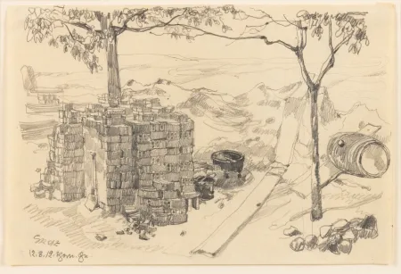 无技术 Grosz - George Grosz (1893–1959) - Baustelle (Thorn) - pencil on paper - 1912