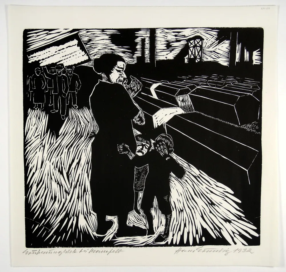 木刻 Grundig - Grubenunglück bei Mansfeld (Mining accident near Mansfeld)