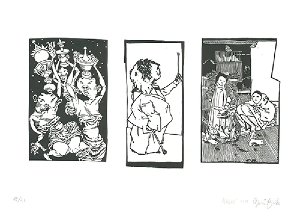 油毡版画 Grützke - Bilder aus Bongs Stall