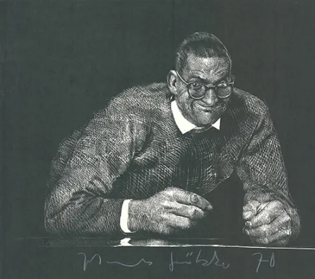 油毡版画 Grützke - Selbstportrait II