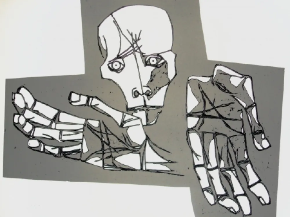 版画 Guayasamin - Las manos desoladas