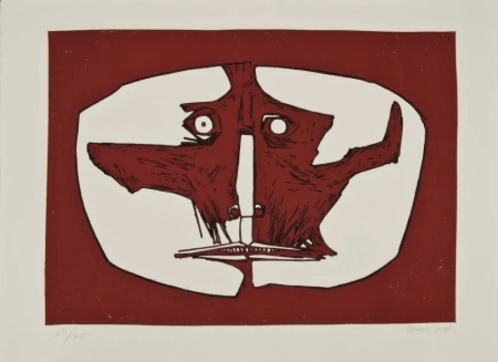 版画 Guayasamin - Máscara