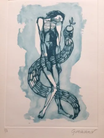蚀刻版画 Guayasamin - Serpiente del Paraíso