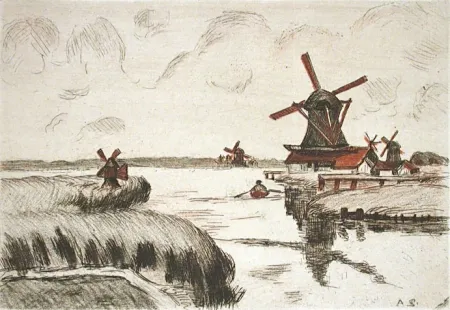 版画 Guillaumin - En Hollande