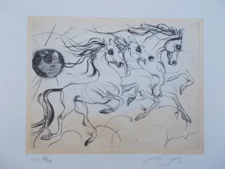 版画 Guiny - Les chevaux de Jupiter