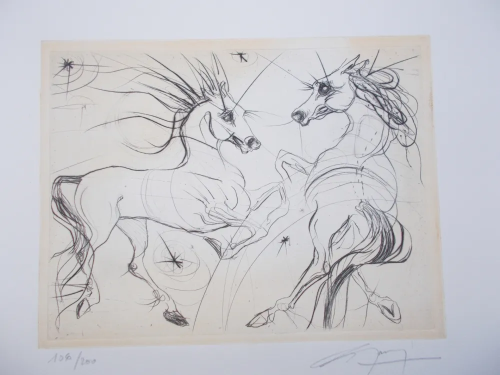 版画 Guiny - Les chevaux du printemps