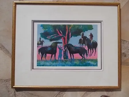 石版画 Guiramand - Les cavaliers