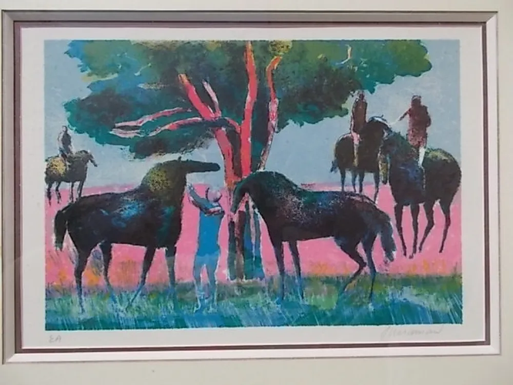 石版画 Guiramand - Les cavaliers