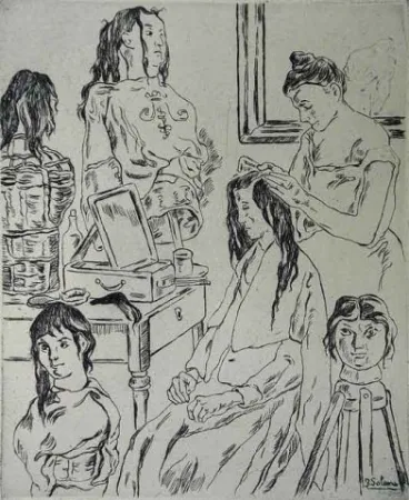 蚀刻版画 Gutiérrez Solana  - La Peinadora