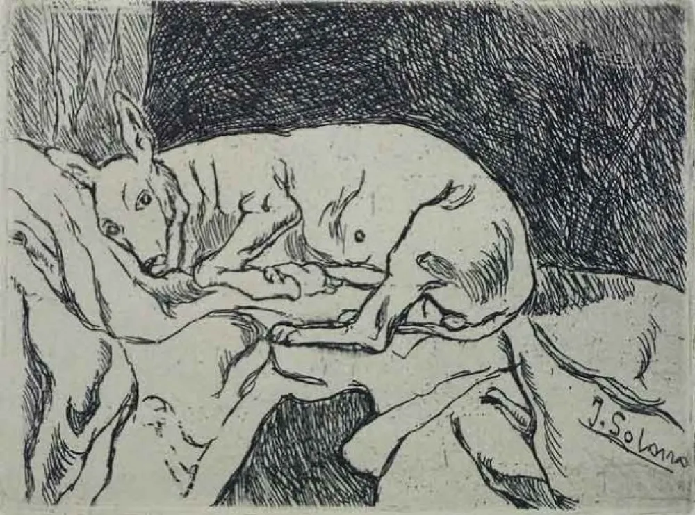 蚀刻版画 Gutiérrez Solana  - La Perra del Pintor