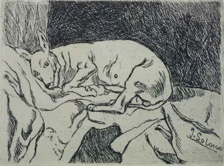 蚀刻版画 Gutiérrez Solana  - La Perra del Pintor