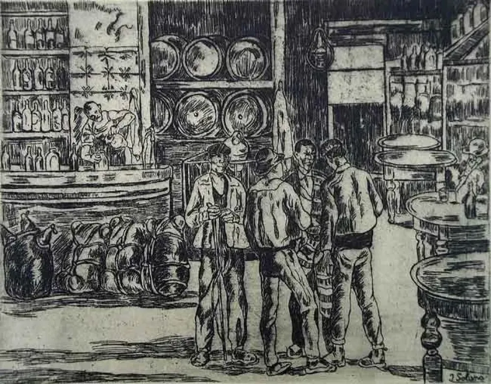 蚀刻版画 Gutiérrez Solana  - La taberna