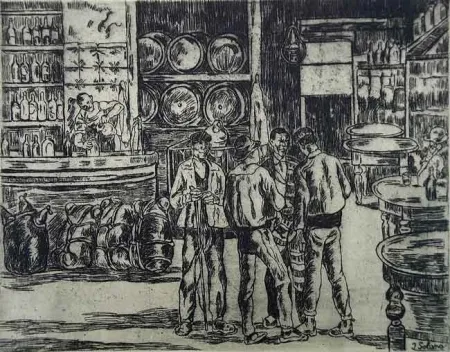 蚀刻版画 Gutiérrez Solana  - La taberna