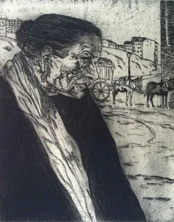 蚀刻版画 Gutiérrez Solana  - La Trapera