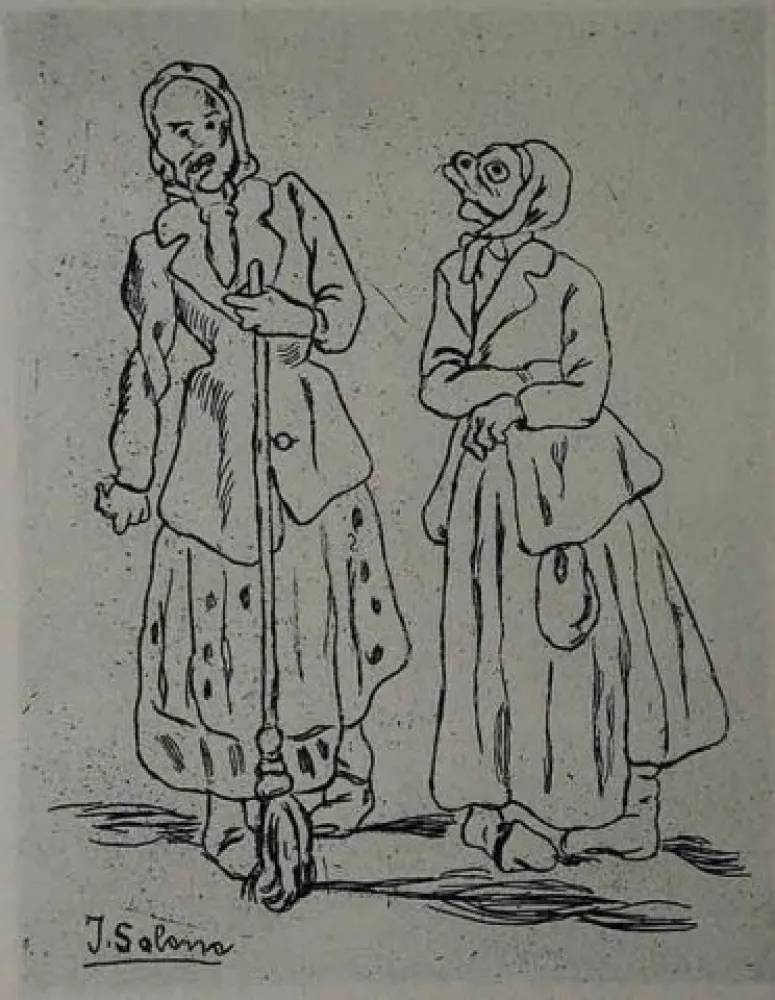 蚀刻版画 Gutiérrez Solana  - Máscaras de la escoba