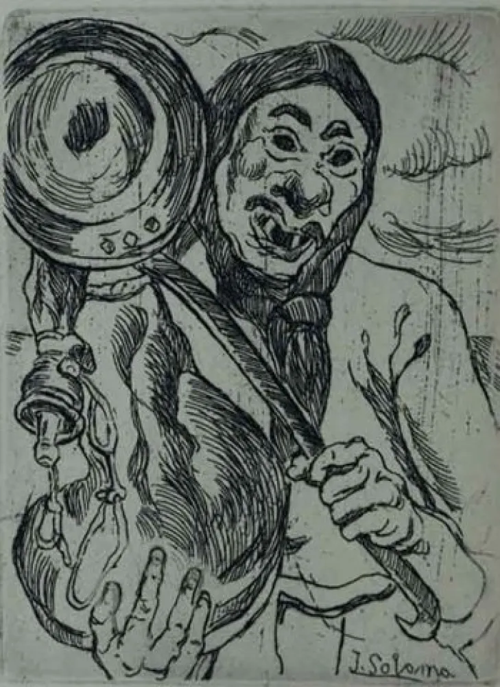 蚀刻版画 Gutiérrez Solana  - Mascarón