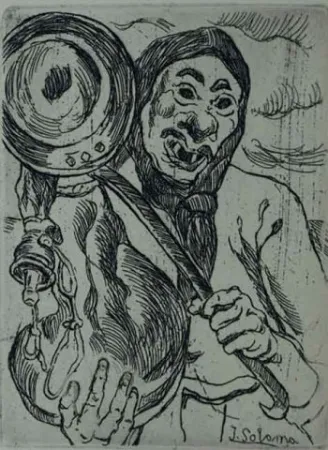 蚀刻版画 Gutiérrez Solana  - Mascarón
