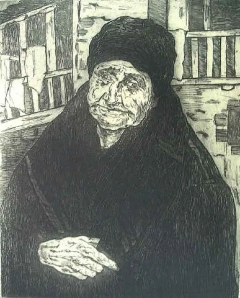 蚀刻版画 Gutiérrez Solana  - Vieja montañesa