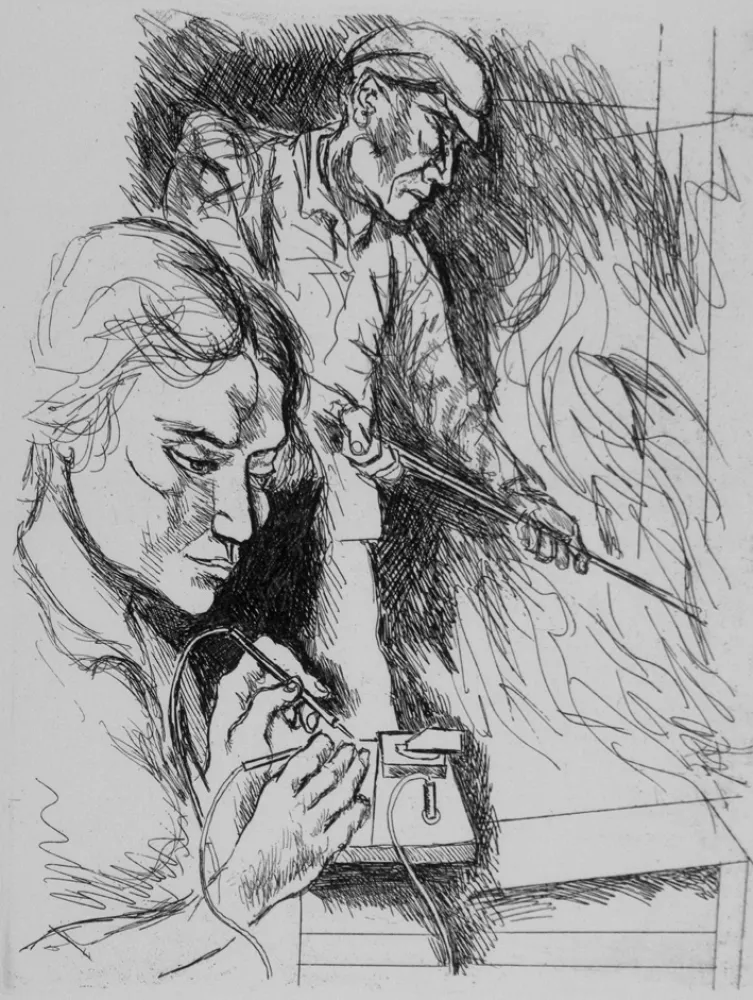 蚀刻版画 Guttuso - Il lavoro II