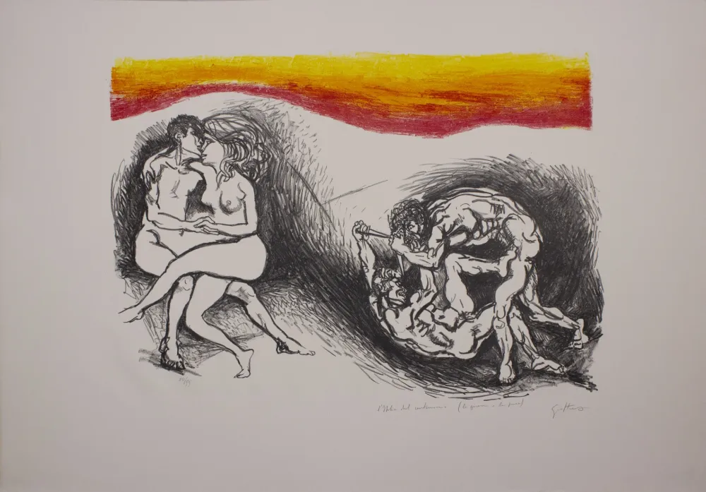 石版画 Guttuso - L'Italia del centenario