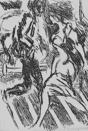 蚀刻版画 Guttuso - Nella strada