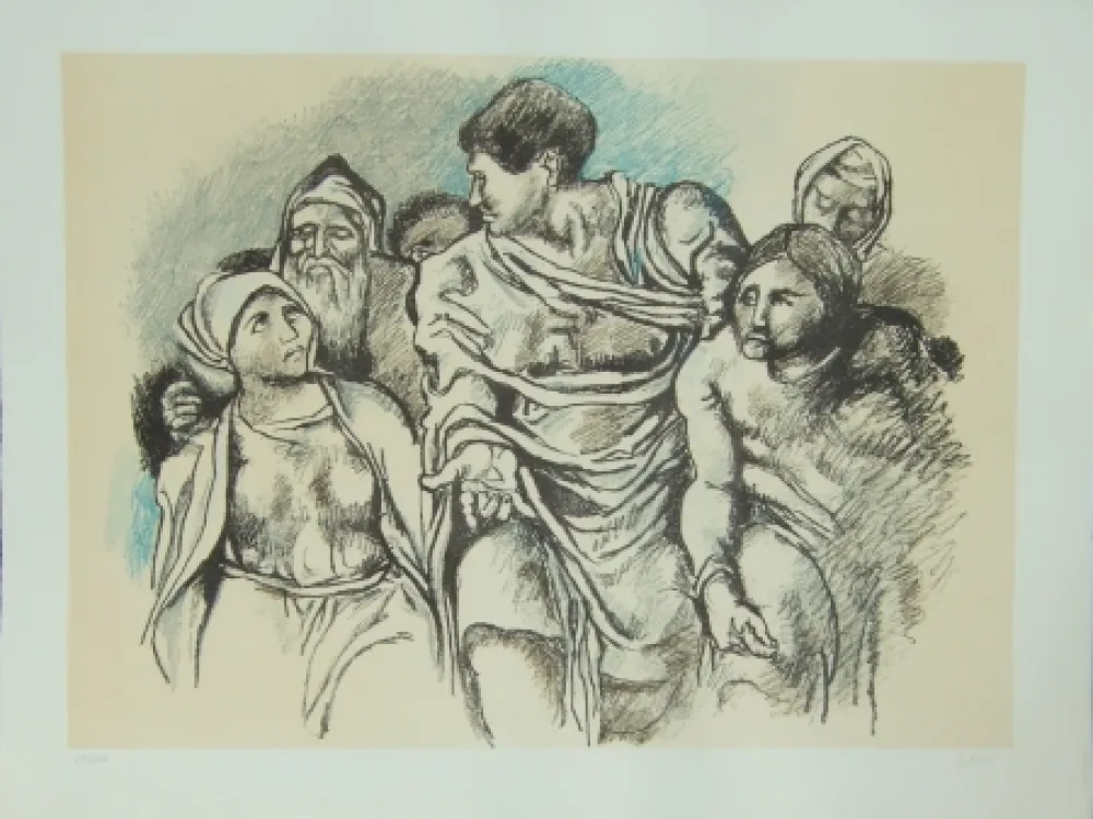 石版画 Guttuso - Omaggio a Michelangelo