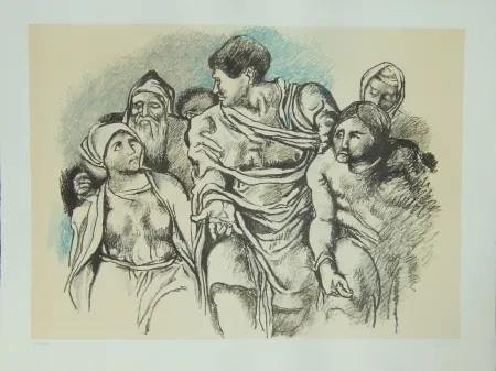 石版画 Guttuso - Omaggio a Michelangelo