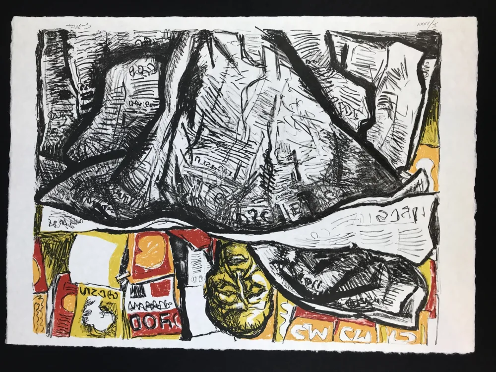 石版画 Guttuso - Uomo con Giornale