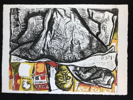 石版画 Guttuso - Uomo con Giornale