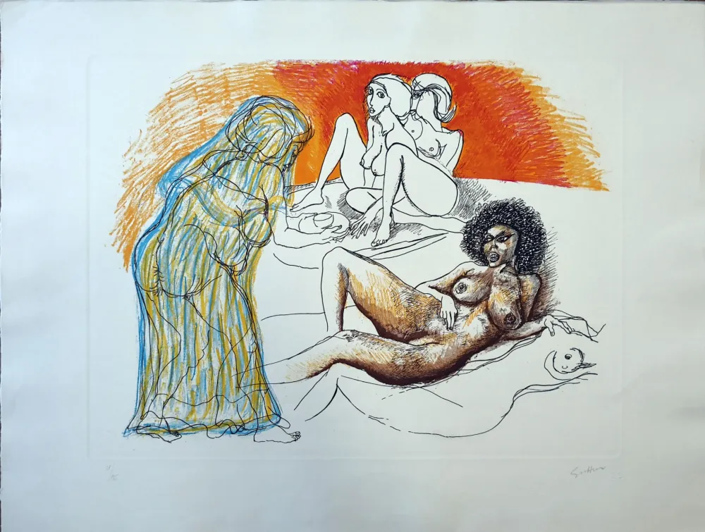 蚀刻版画 Guttuso - Zefis a Usbek