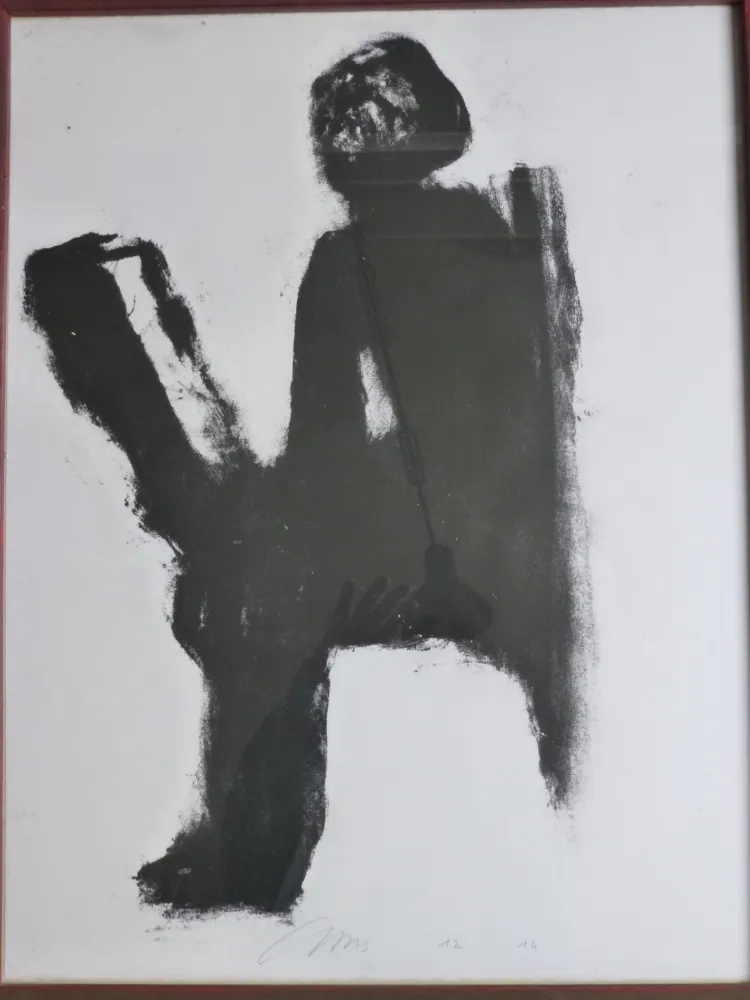 金刚砂版画 Haas - Femme lisant ses mails 